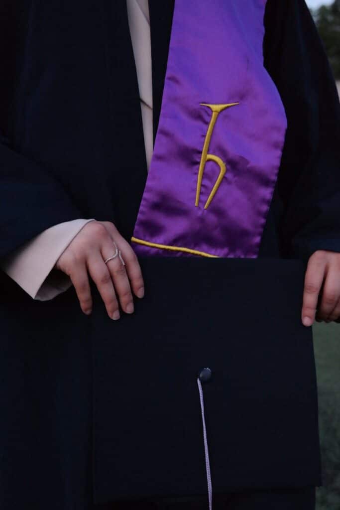 woman in a graduation gown